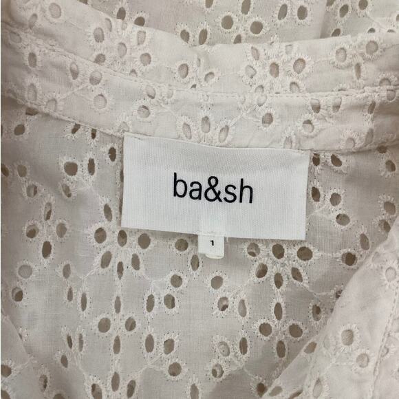 Ba&sh Selya Broderie Anglasis Eyelet Cotton Shirt Dress In Ecru Size 4 - Picture 11 of 13